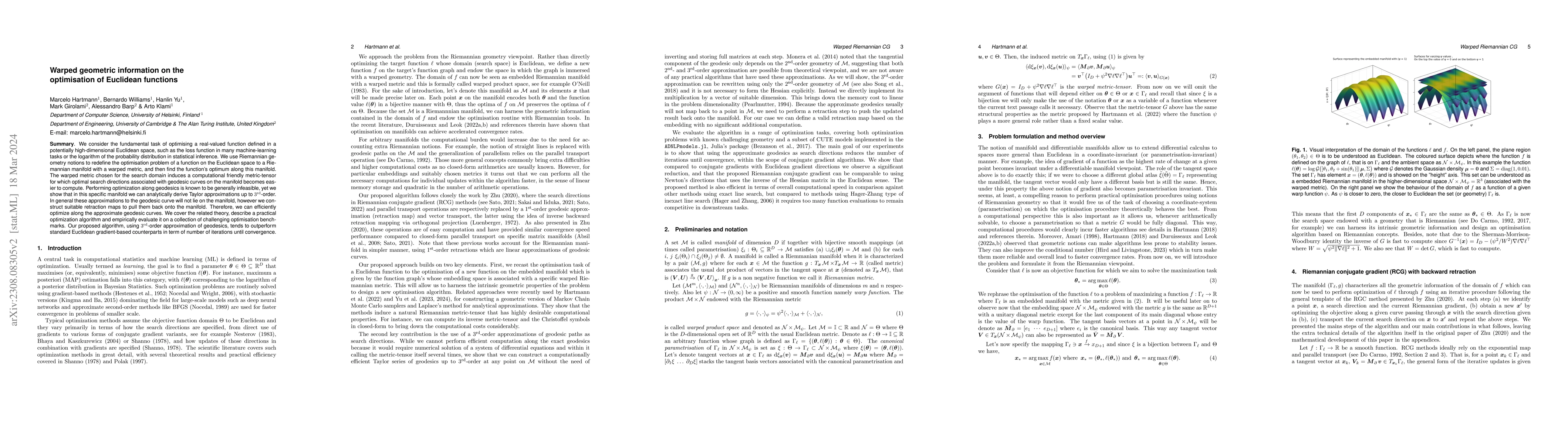 Thumbnail for Warped geometric information on the optimisation of Euclidean functions