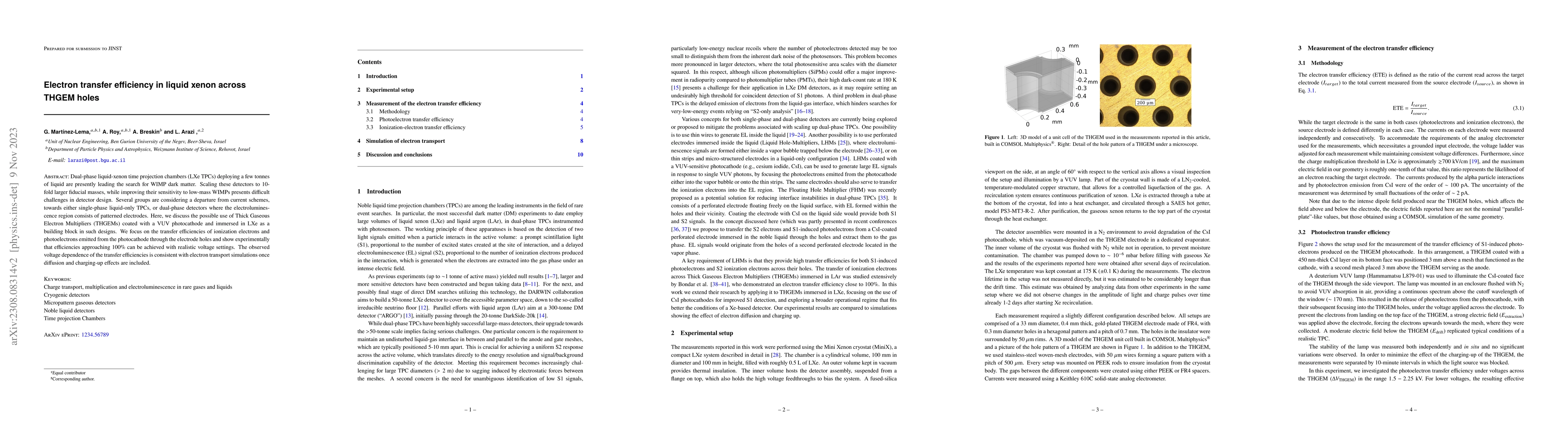 Thumbnail for Electron transfer efficiency in liquid xenon across THGEM holes