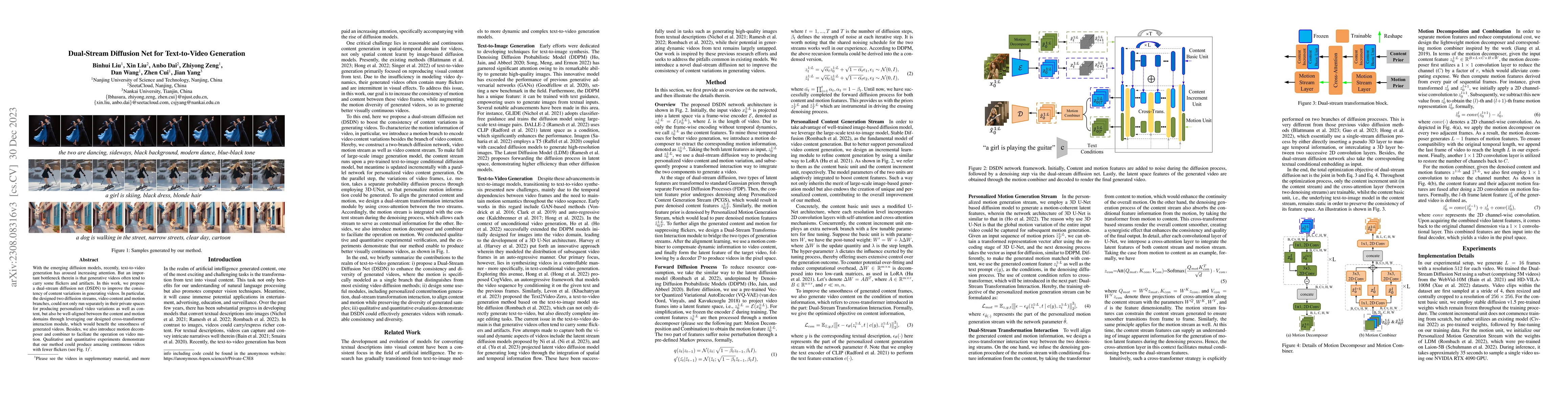 Thumbnail for Dual-Stream Diffusion Net for Text-to-Video Generation