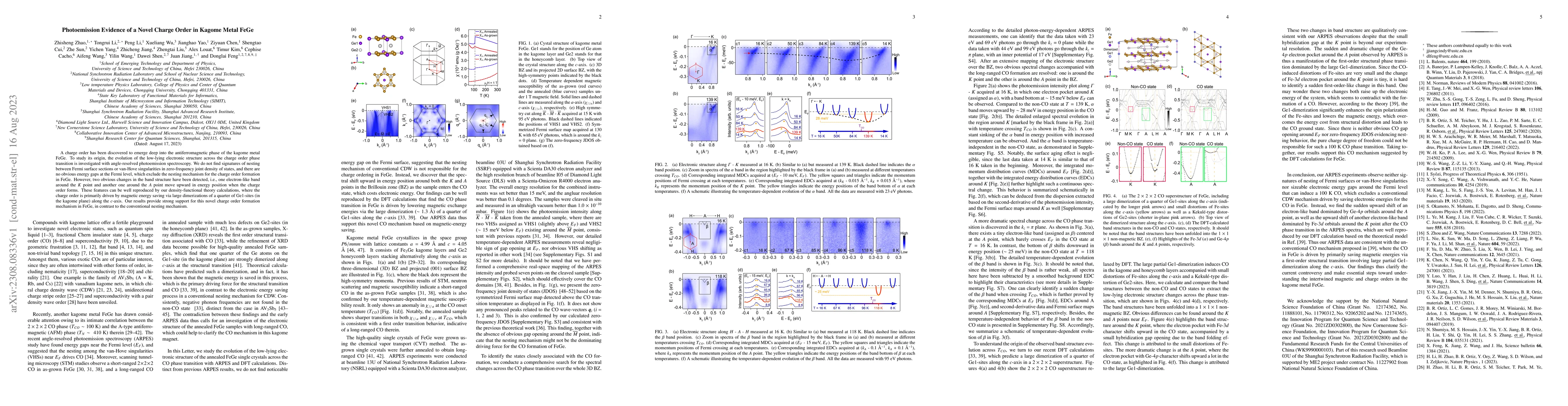 Thumbnail for Photoemission Evidence of a Novel Charge Order in Kagome Metal FeGe