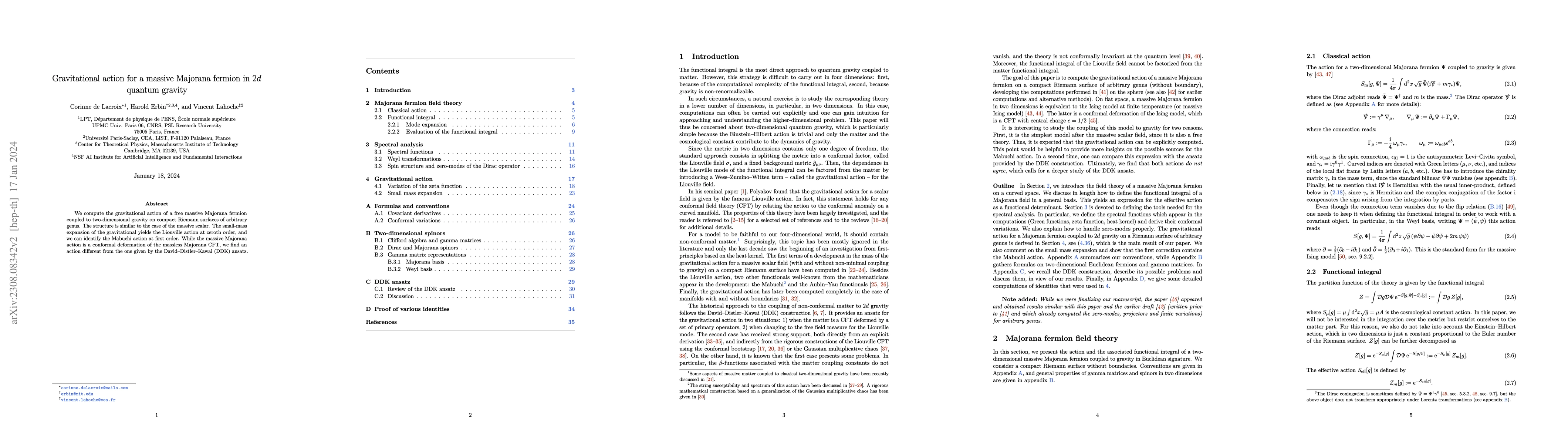 Thumbnail for Gravitational action for a massive Majorana fermion in 2d quantum
  gravity