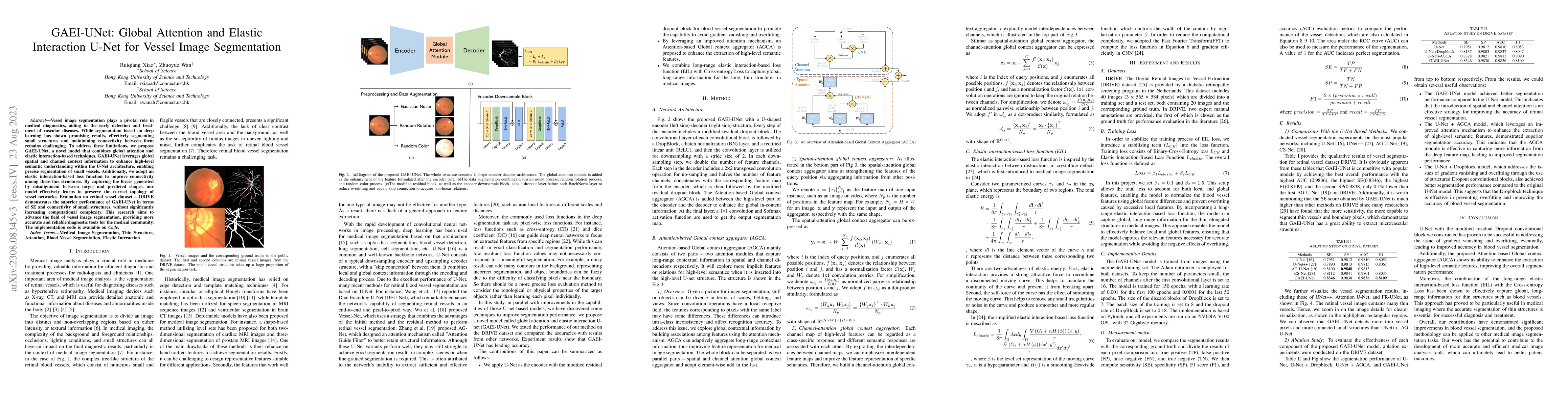 Thumbnail for GAEI-UNet: Global Attention and Elastic Interaction U-Net for Vessel
  Image Segmentation