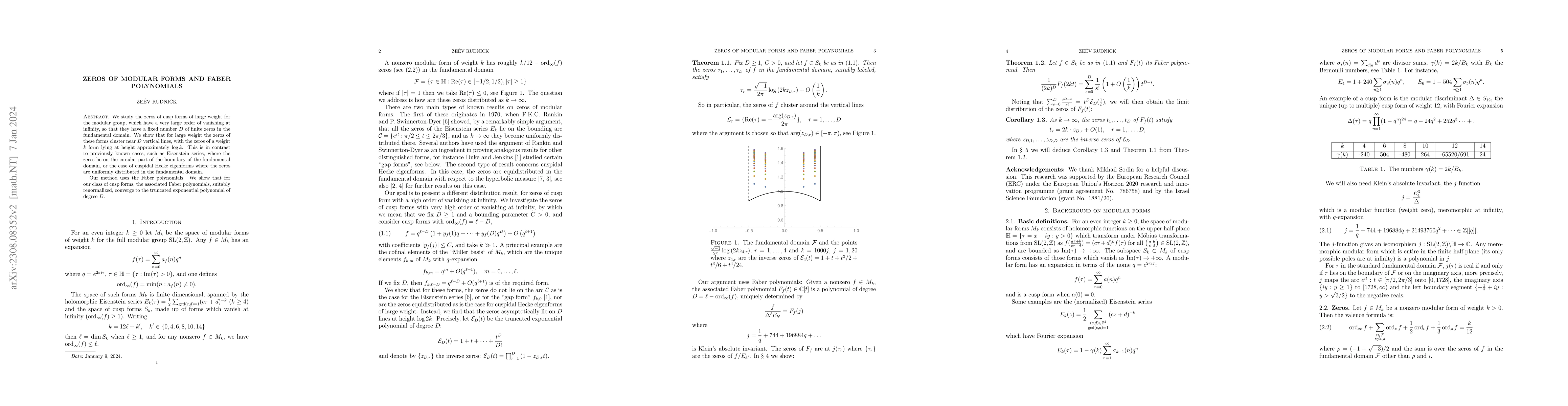Thumbnail for Zeros of modular forms and Faber polynomials