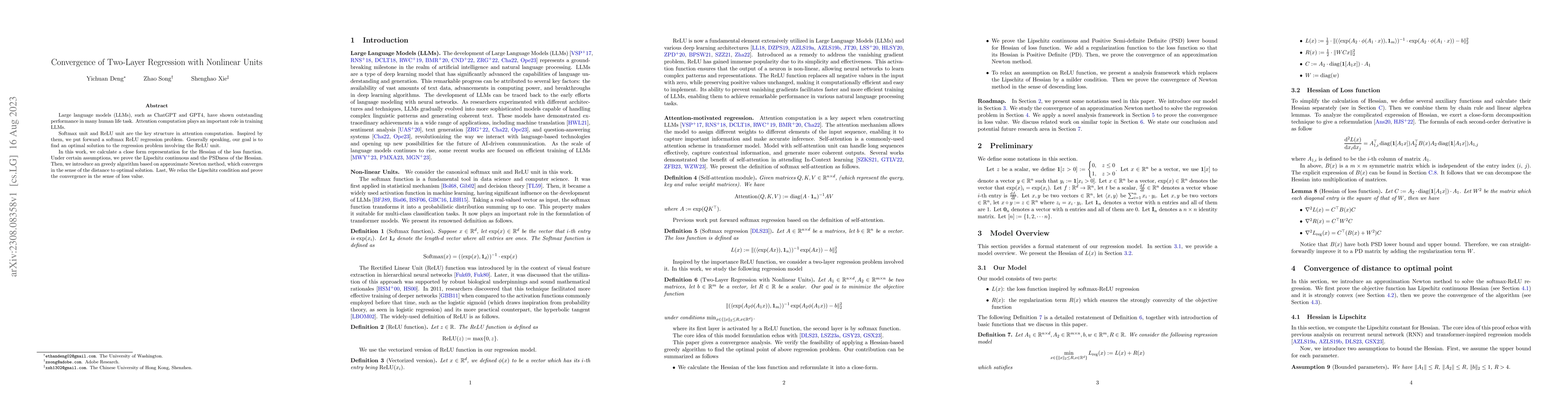 Thumbnail for Convergence of Two-Layer Regression with Nonlinear Units