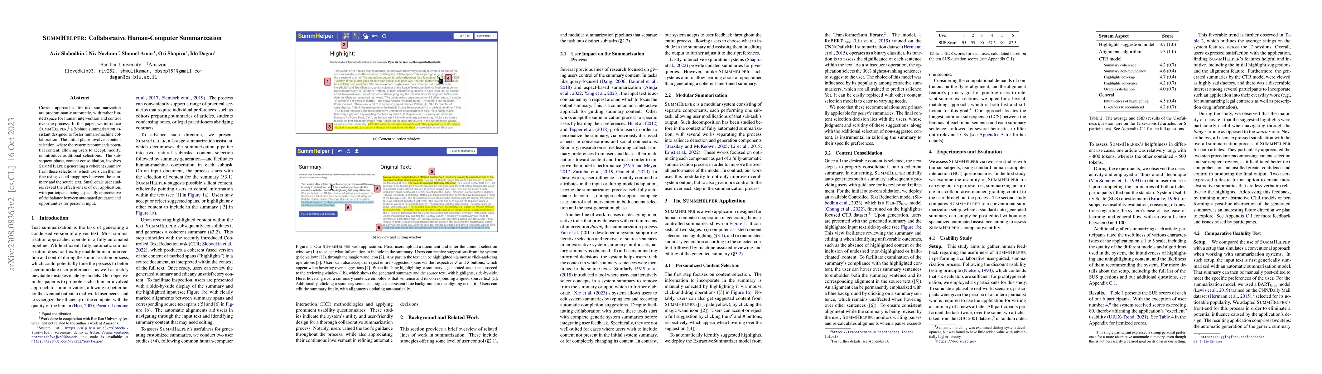 Thumbnail for SummHelper: Collaborative Human-Computer Summarization