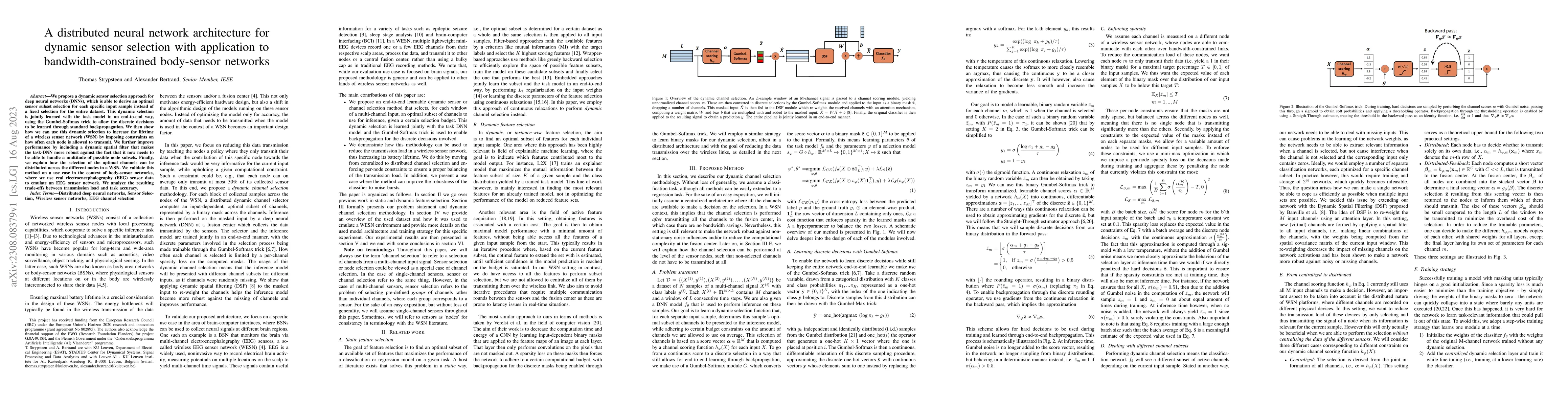 Thumbnail for A distributed neural network architecture for dynamic sensor selection
  with application to bandwidth-constrained body-sensor networks
