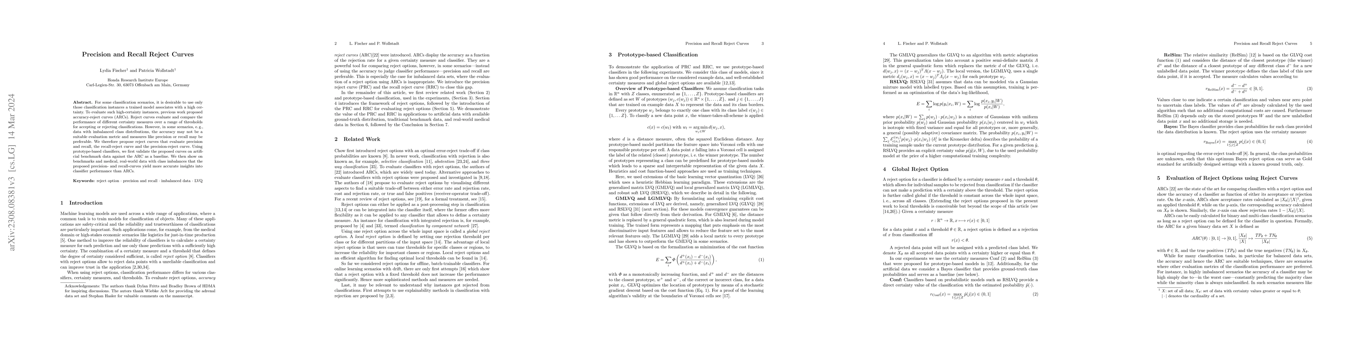 Thumbnail for Precision and Recall Reject Curves for Classification
