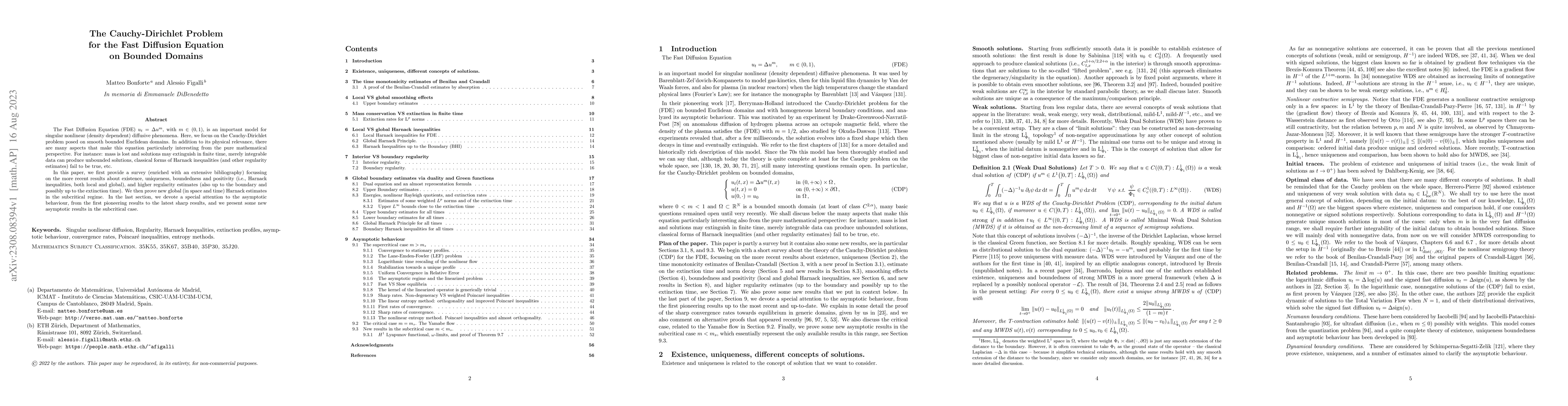 Thumbnail for The Cauchy-Dirichlet Problem for the Fast Diffusion Equation on Bounded
  Domains