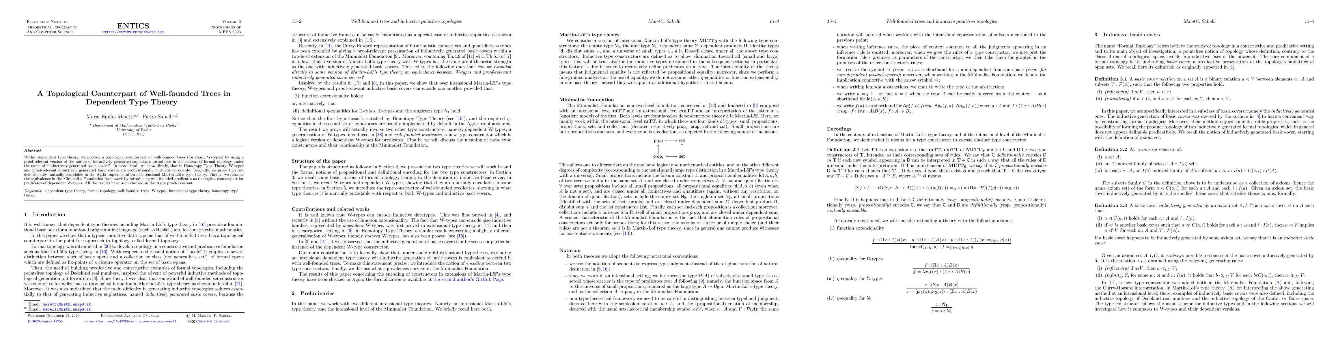 Thumbnail for A topological counterpart of well-founded trees in dependent type theory