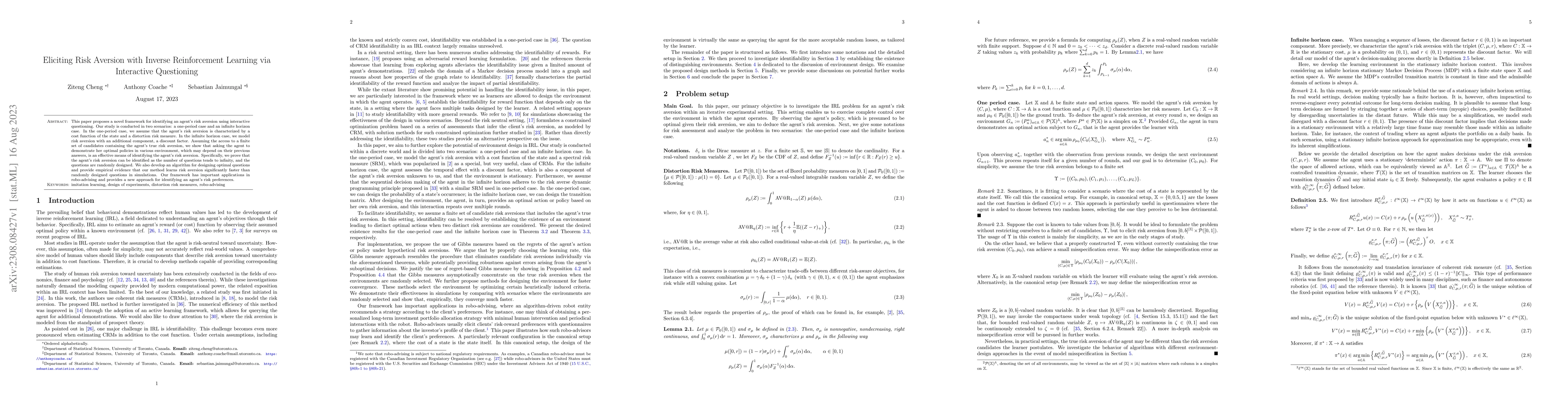 Thumbnail for Eliciting Risk Aversion with Inverse Reinforcement Learning via
  Interactive Questioning