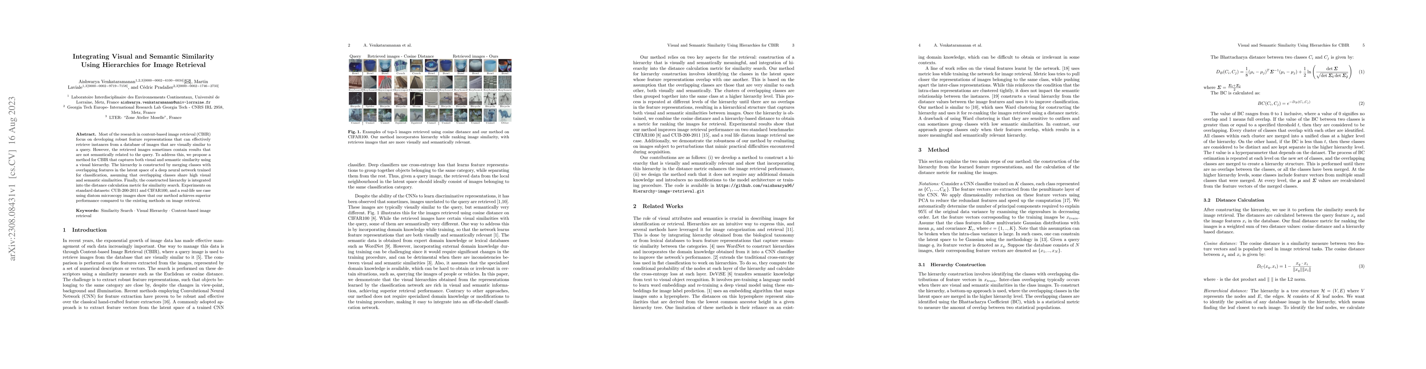Thumbnail for Integrating Visual and Semantic Similarity Using Hierarchies for Image
  Retrieval