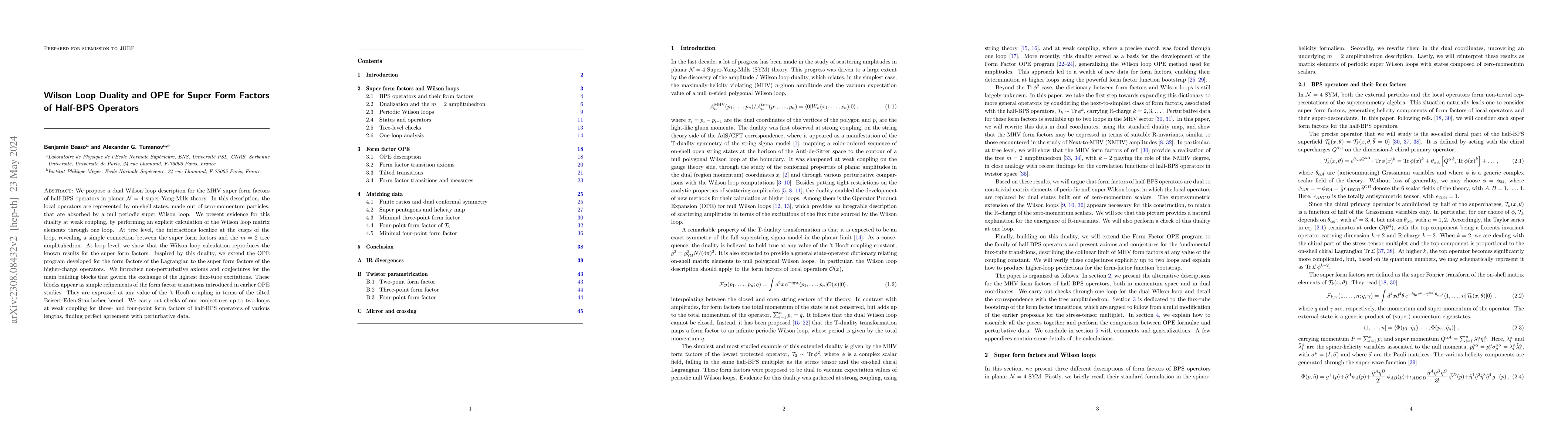 Thumbnail for Wilson Loop Duality and OPE for Super Form Factors of Half-BPS Operators