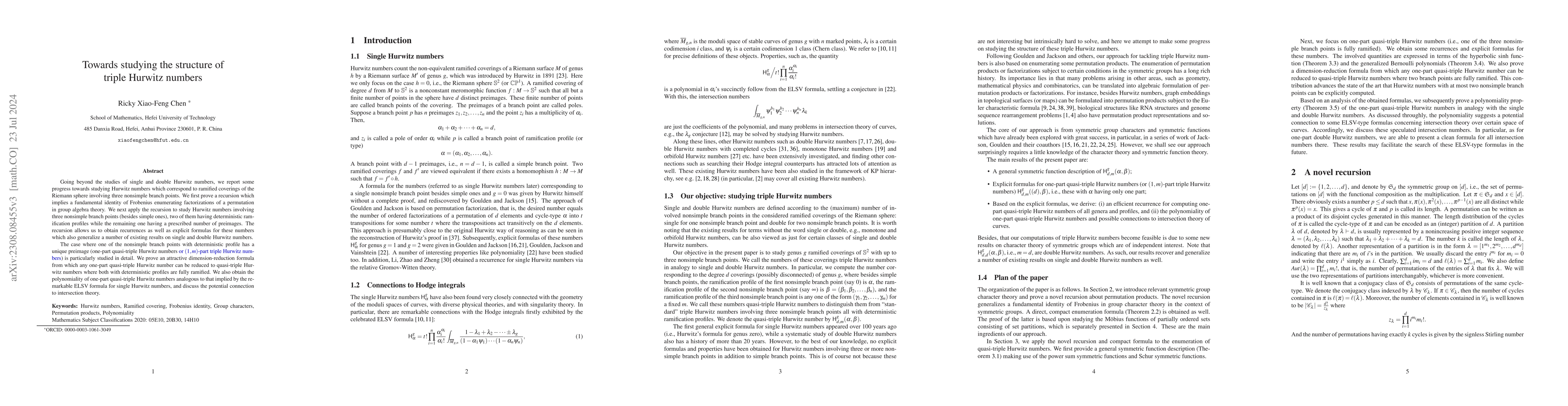 Thumbnail for Towards studying the structure of triple Hurwitz numbers