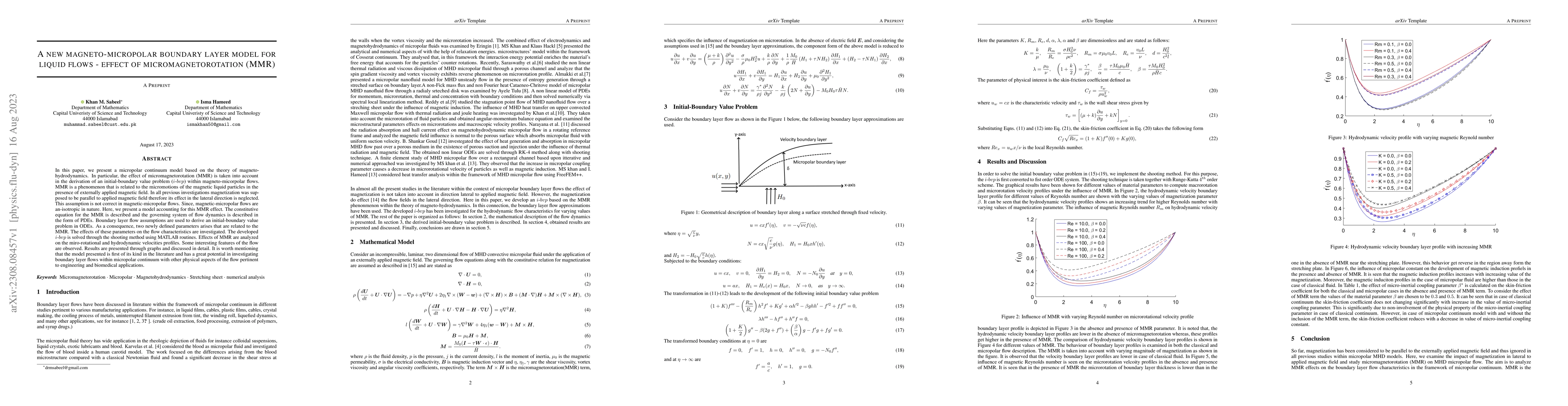 Thumbnail for A New Magneto-Micropolar Boundary Layer Model for Liquid Flows -- Effect
  of Micromagnetorotation (MMR)