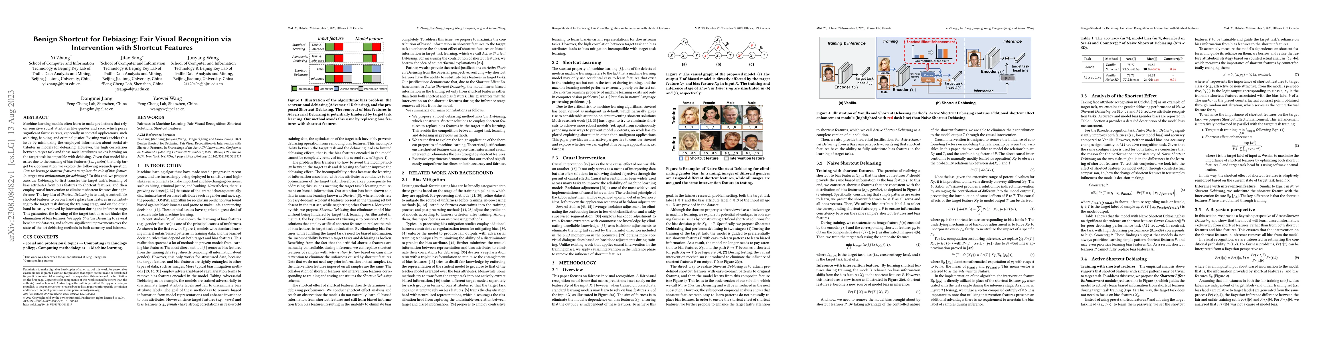 Thumbnail for Benign Shortcut for Debiasing: Fair Visual Recognition via Intervention
  with Shortcut Features