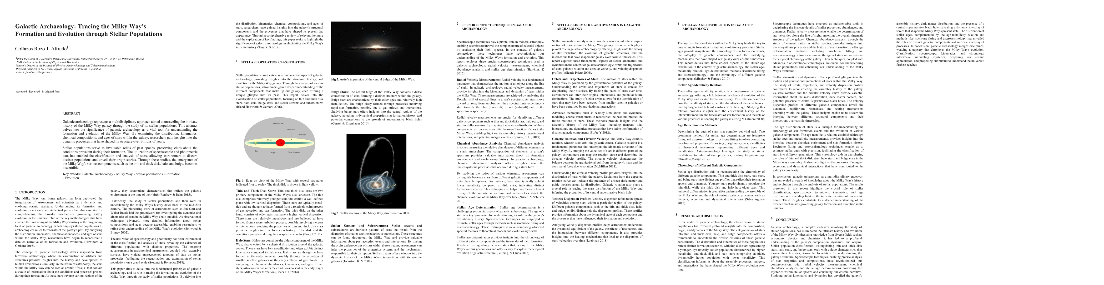 Thumbnail for Galactic Archaeology: Tracing the Milky Way's Formation and Evolution
  through Stellar Populations