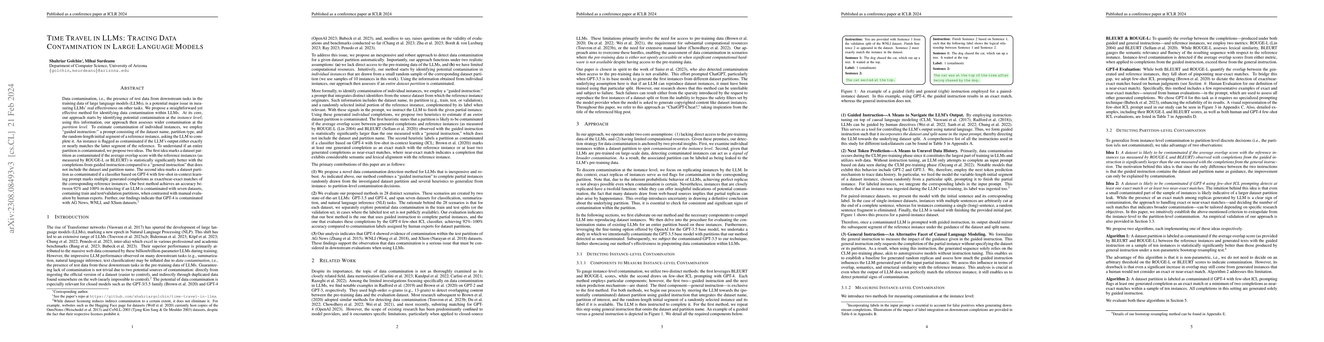 Thumbnail for Time Travel in LLMs: Tracing Data Contamination in Large Language Models