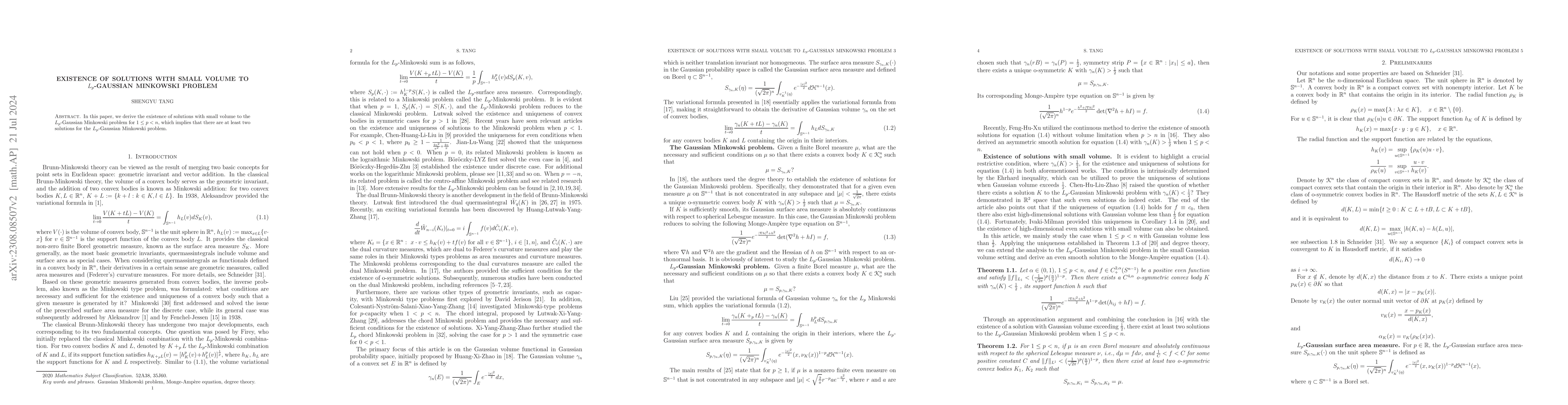 Thumbnail for Existence of Solutions to $L_p$-Gaussian Minkowski problem