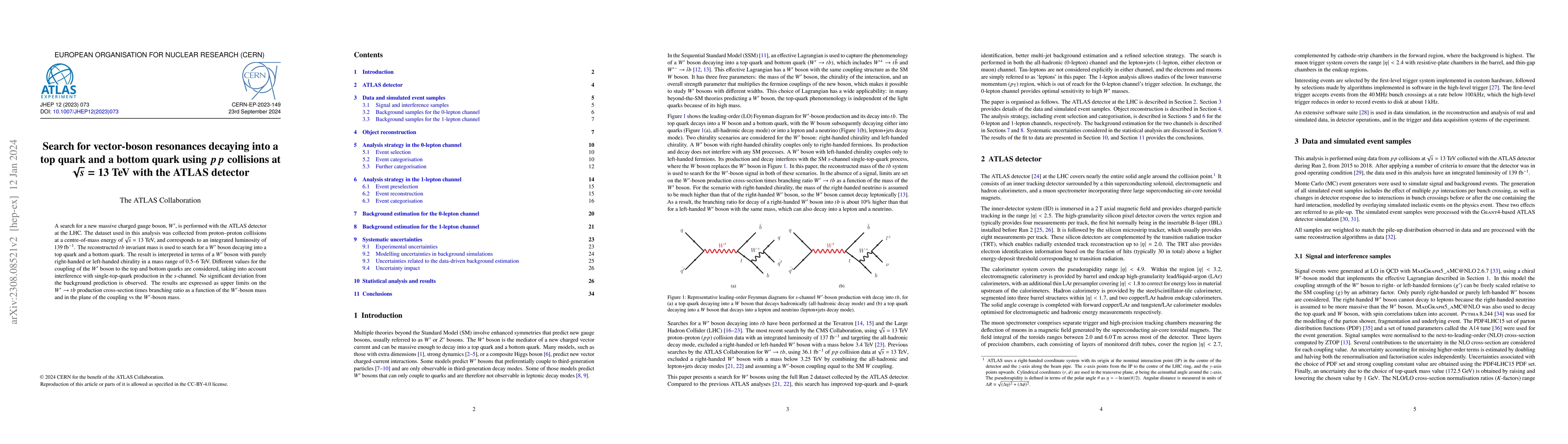 Thumbnail for Search for vector-boson resonances decaying into a top quark and a
  bottom quark using $pp$ collisions at $\sqrt{s} = 13$ TeV with the ATLAS
  detector