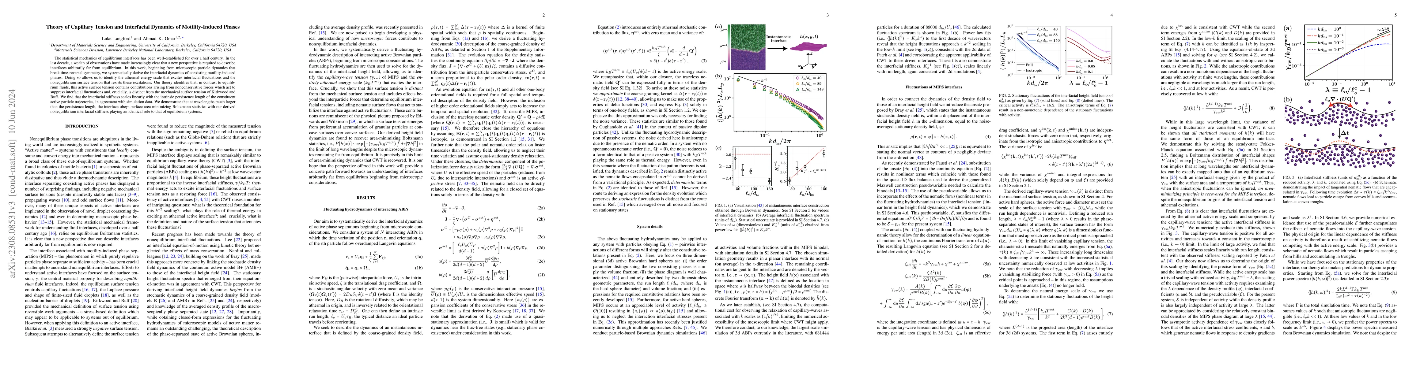 Thumbnail for Theory of Capillary Tension and Interfacial Dynamics of Motility-Induced
  Phases