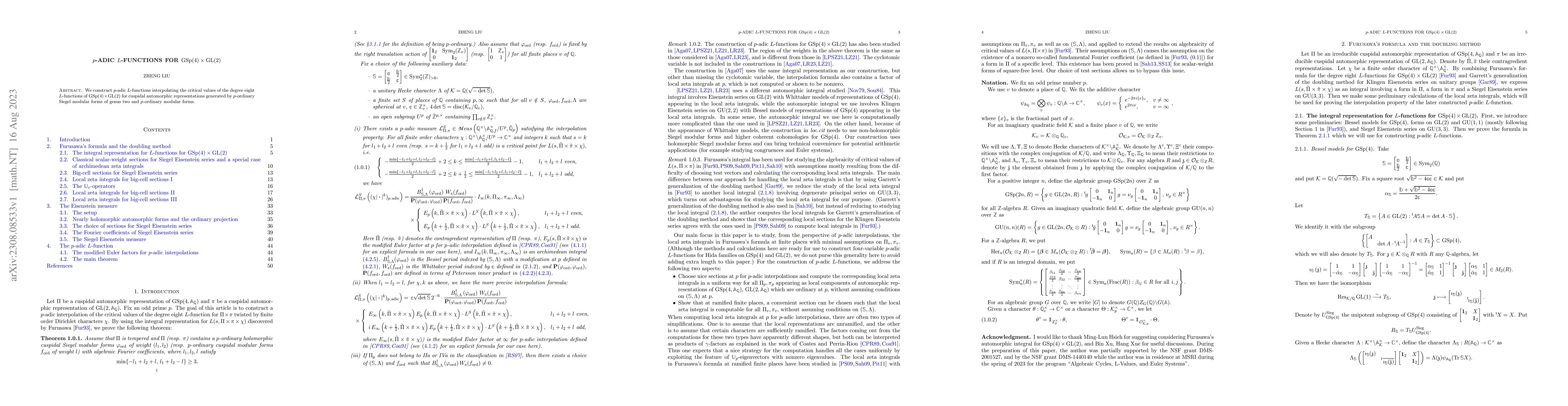 Thumbnail for $p$-adic $L$-functions for ${\rm GSp}(4)\times{\rm GL}(2)$