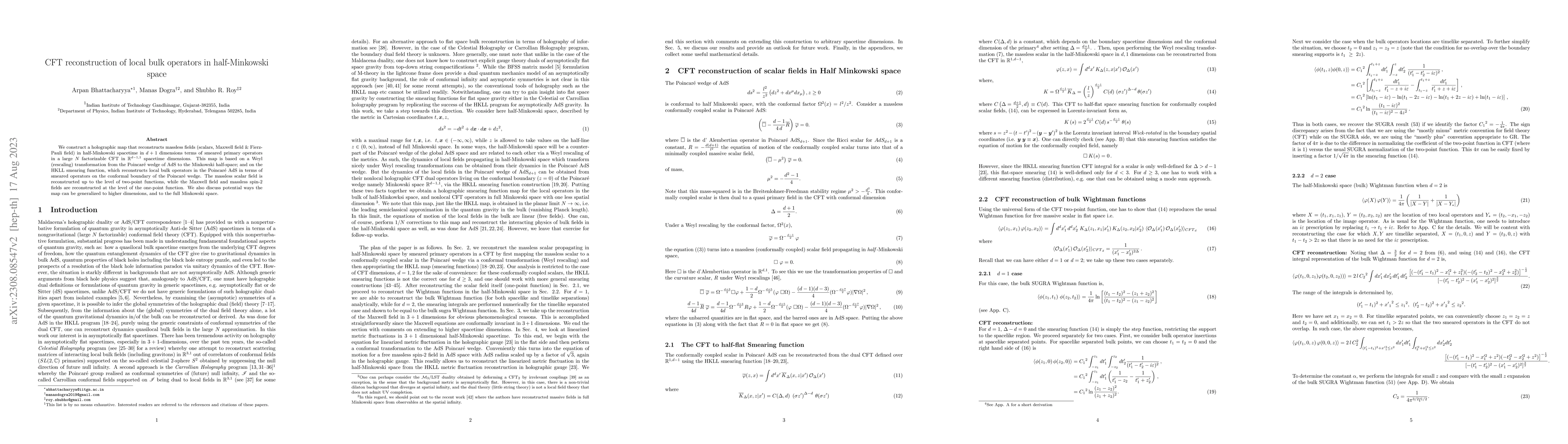 Thumbnail for CFT reconstruction of local bulk operators in half-Minkowski space