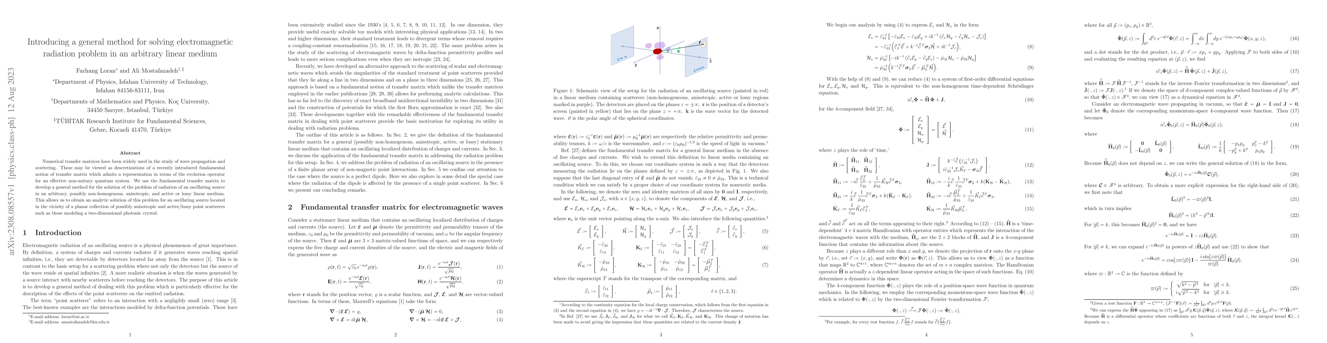Thumbnail for Introducing a general method for solving electromagnetic radiation
  problem in an arbitrary linear medium