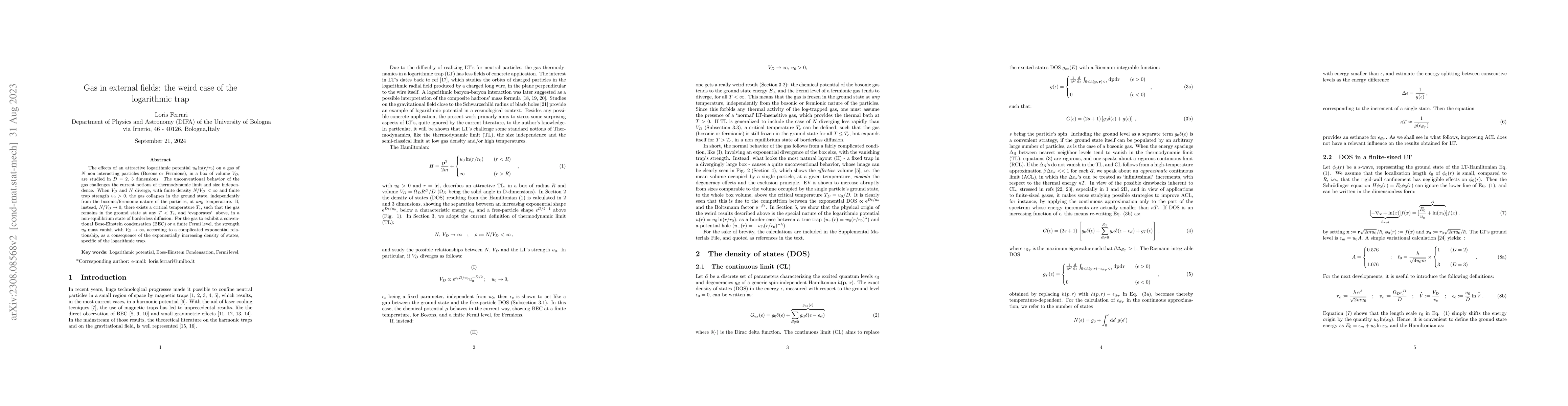 Thumbnail for Gas in external fields: the weird case of the logarithmic trap