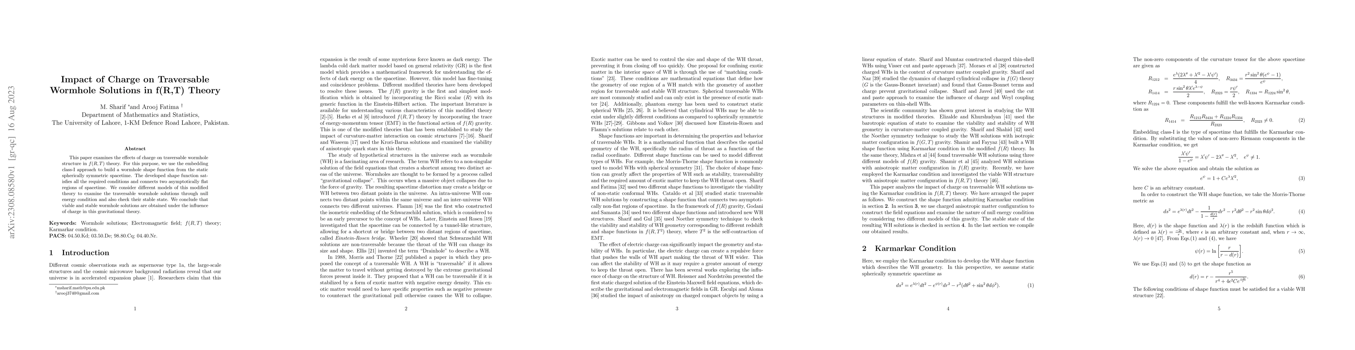 Thumbnail for Impact of Charge on Traversable Wormhole Solutions in $f(R,T)$ Theory