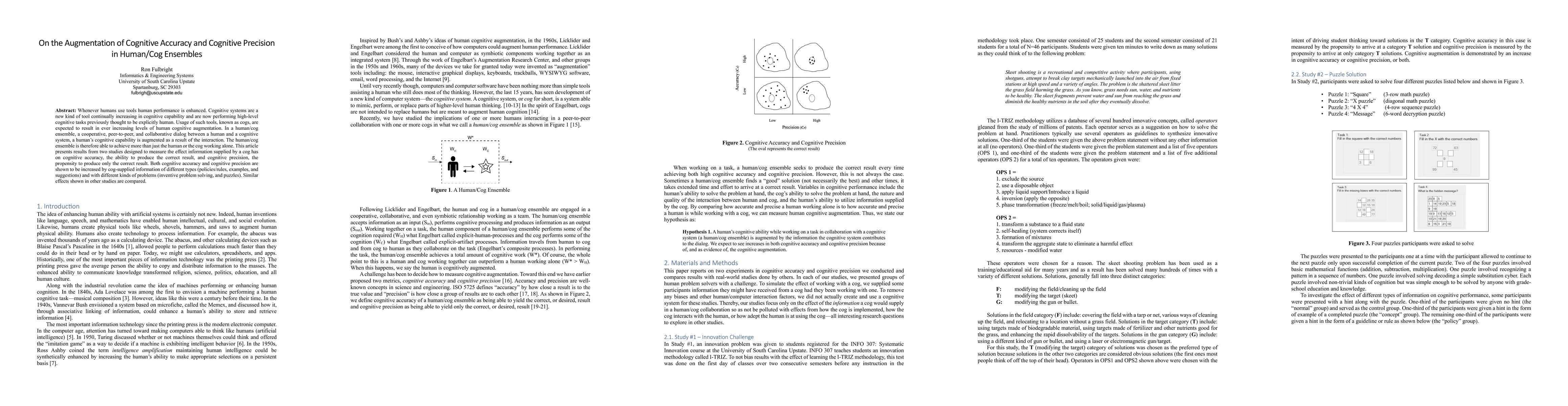 Thumbnail for On the Augmentation of Cognitive Accuracy and Cognitive Precision in
  Human/Cog Ensembles