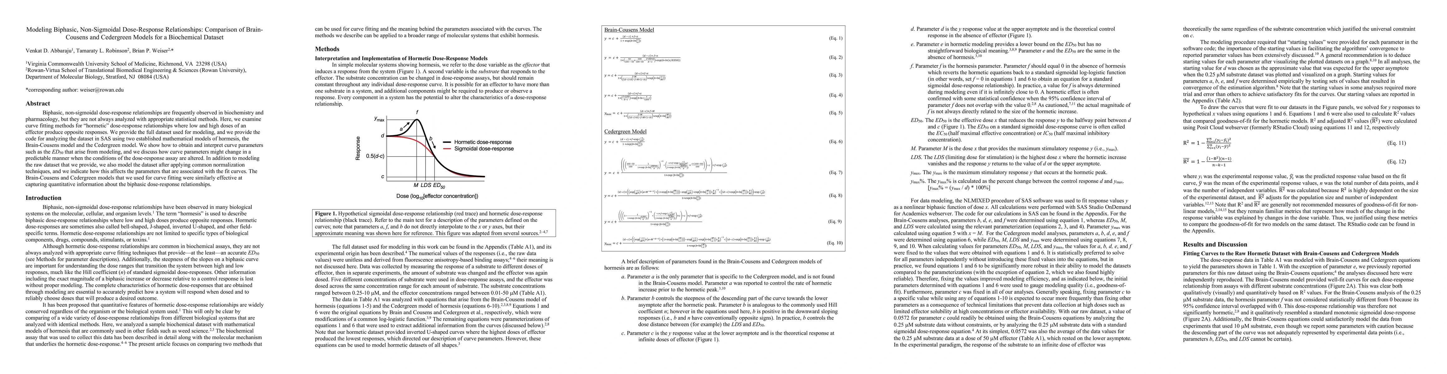 Thumbnail for Modeling Biphasic, Non-Sigmoidal Dose-Response Relationships: Comparison
  of Brain-Cousens and Cedergreen Models for a Biochemical Dataset