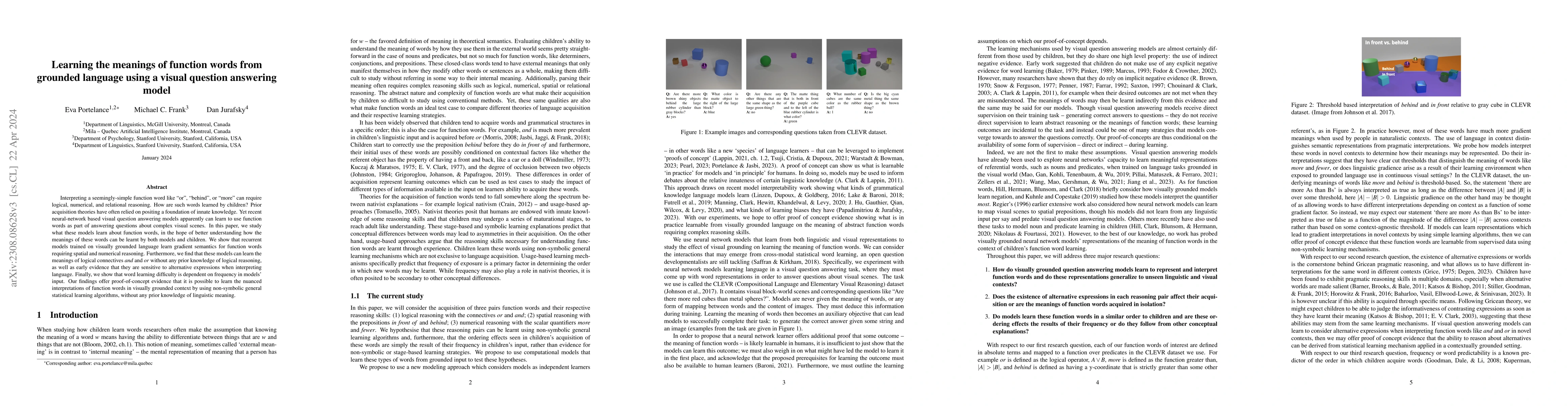Thumbnail for Learning the meanings of function words from grounded language using a
  visual question answering model