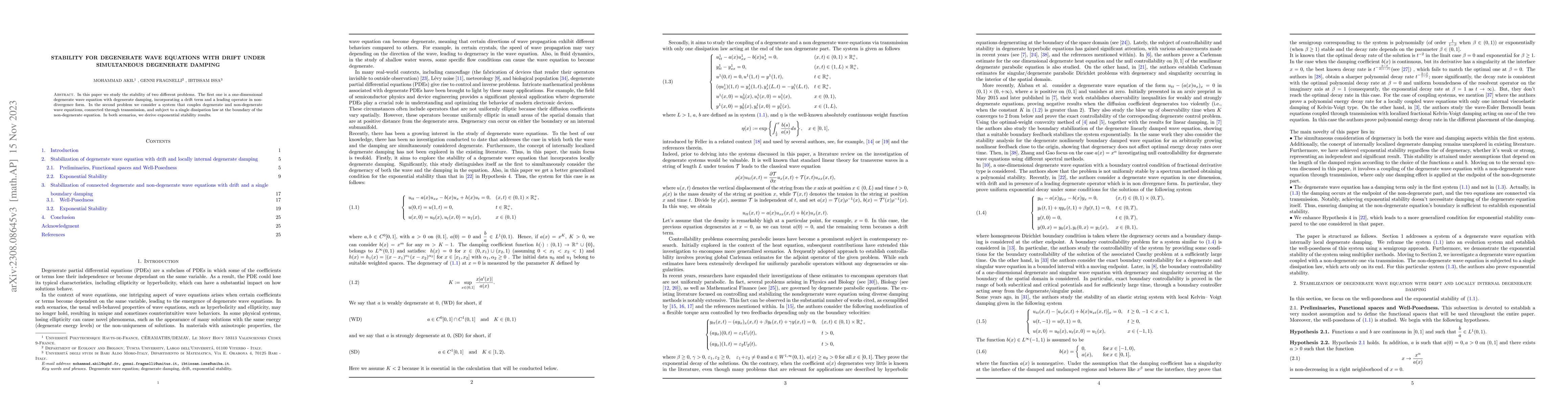Thumbnail for Stability for degenerate wave equations with drift under simultaneous
  degenerate damping