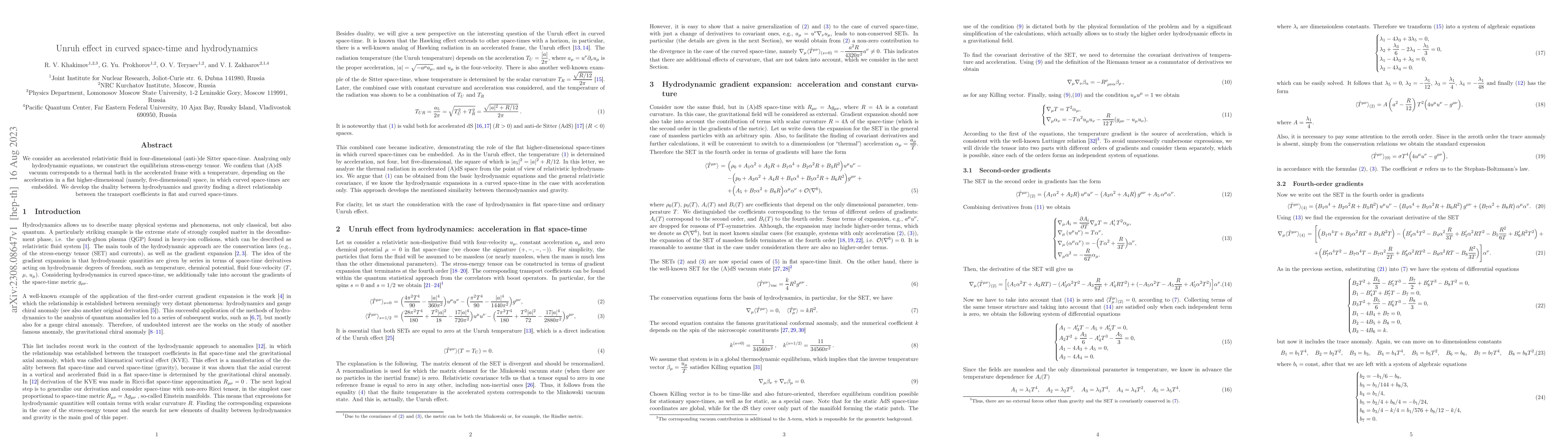 Thumbnail for Unruh effect in curved space-time and hydrodynamics