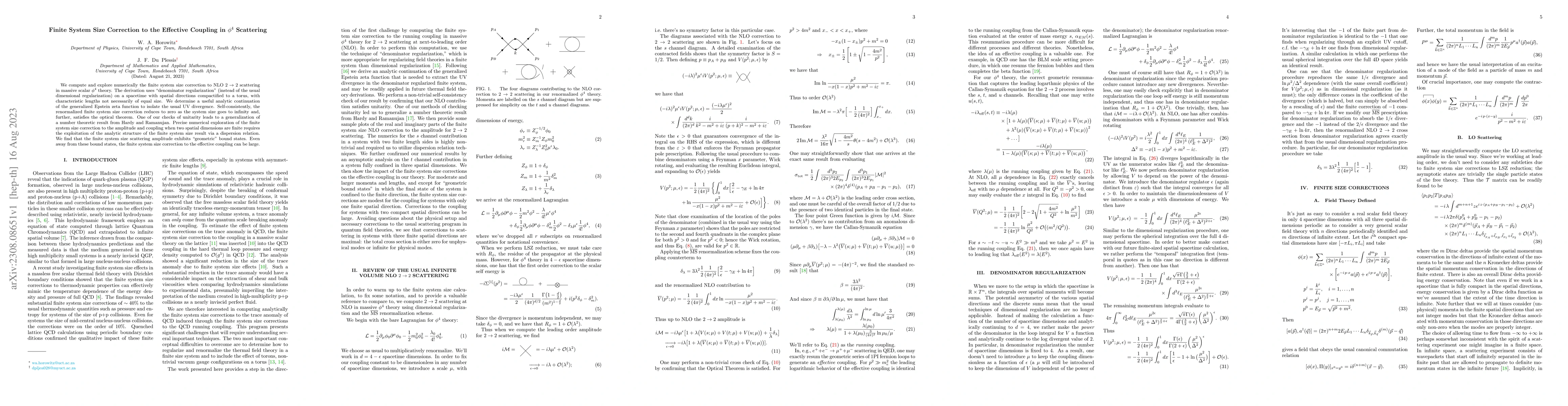 Thumbnail for Finite System Size Correction to the Effective Coupling in $\phi^4$
  Scattering