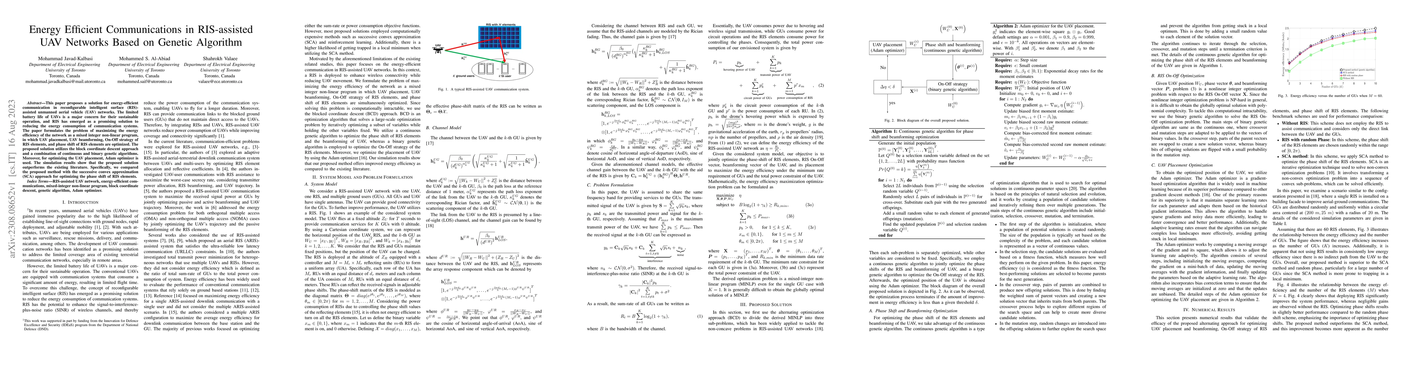 Thumbnail for Energy Efficient Communications in RIS-assisted UAV Networks Based on
  Genetic Algorithm