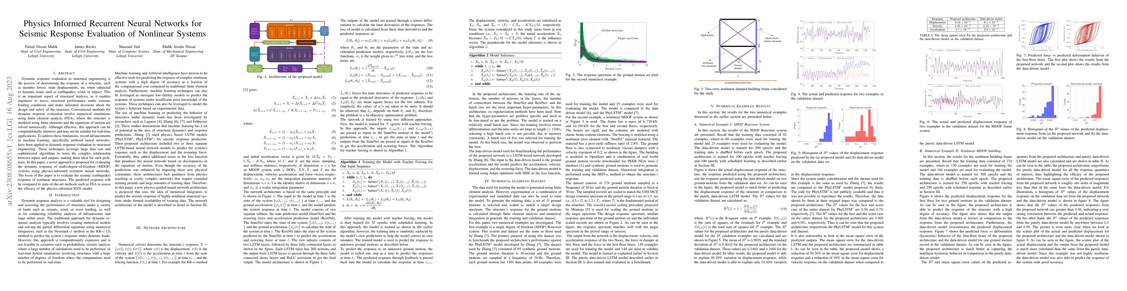 Thumbnail for Physics Informed Recurrent Neural Networks for Seismic Response
  Evaluation of Nonlinear Systems