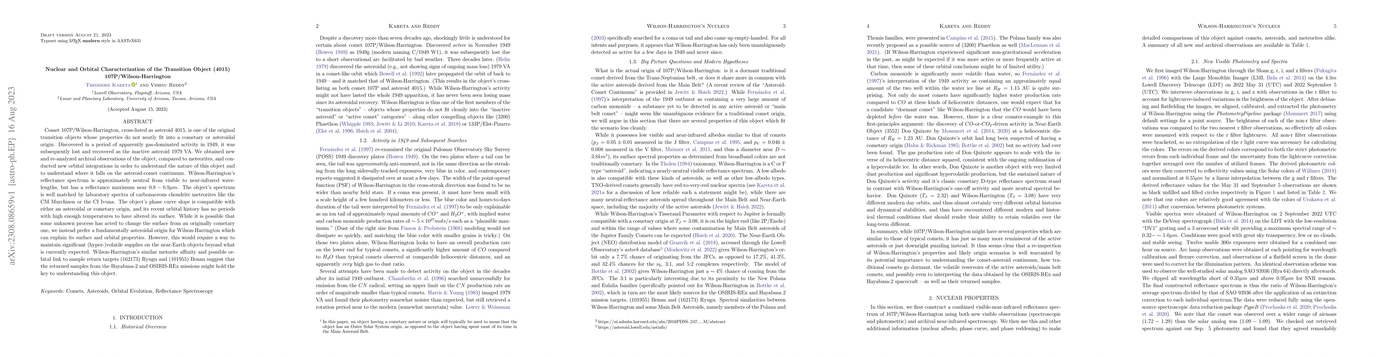 Thumbnail for Nuclear and Orbital Characterization of the Transition Object (4015)
  107P/Wilson-Harrington
