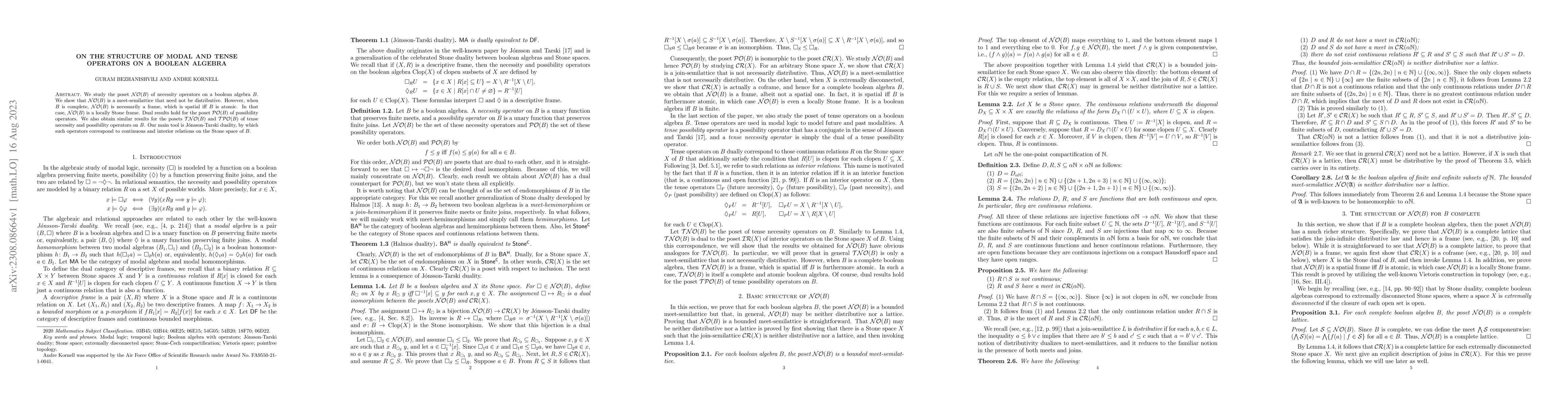 Thumbnail for On the structure of modal and tense operators on a boolean algebra