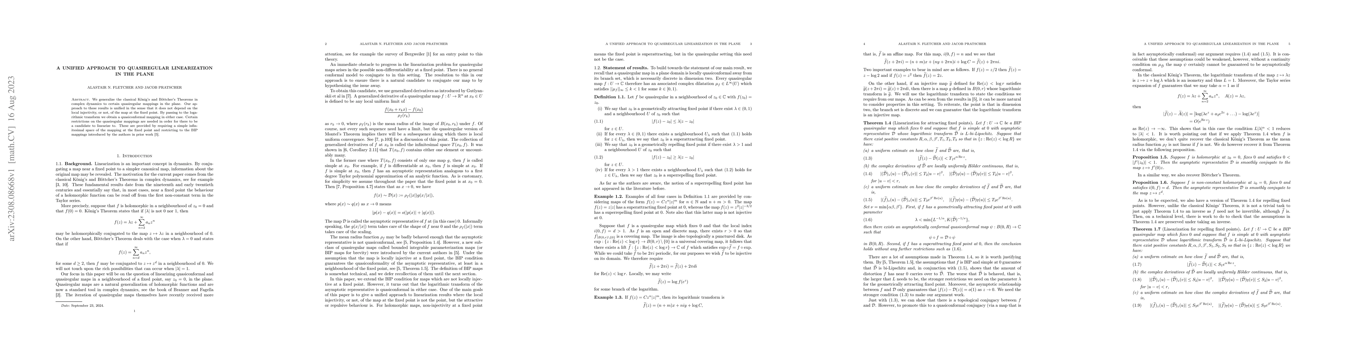 Thumbnail for A Unified Approach to Quasiregular Linearization in the Plane