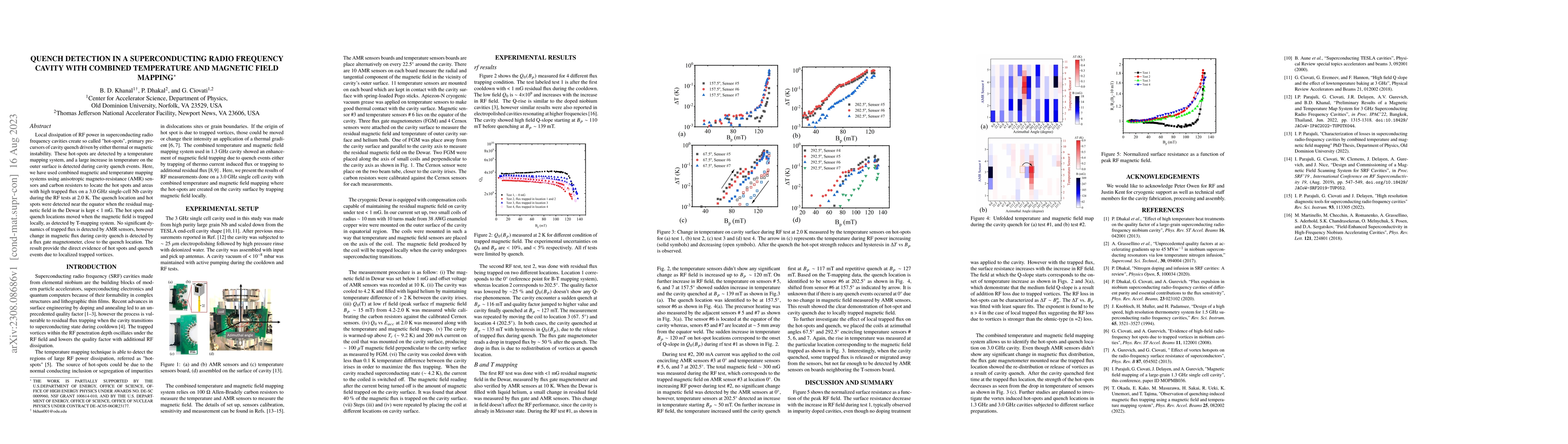 Thumbnail for Quench Detection in a Superconducting Radio Frequency Cavity with
  Combine Temperature and Magnetic Field Mapping