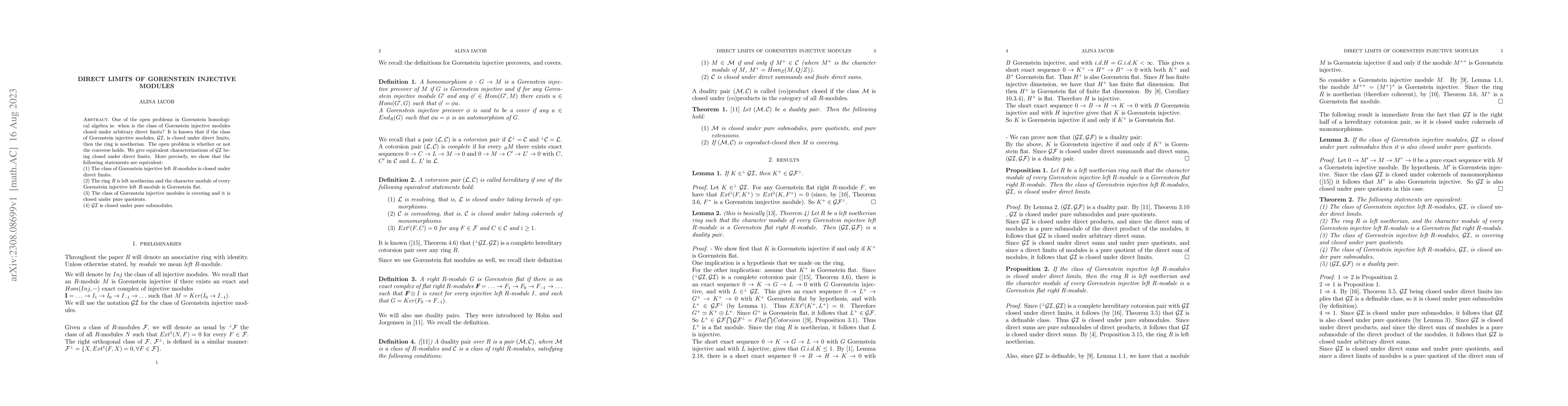 Thumbnail for Direct limits of Gorenstein injective modules