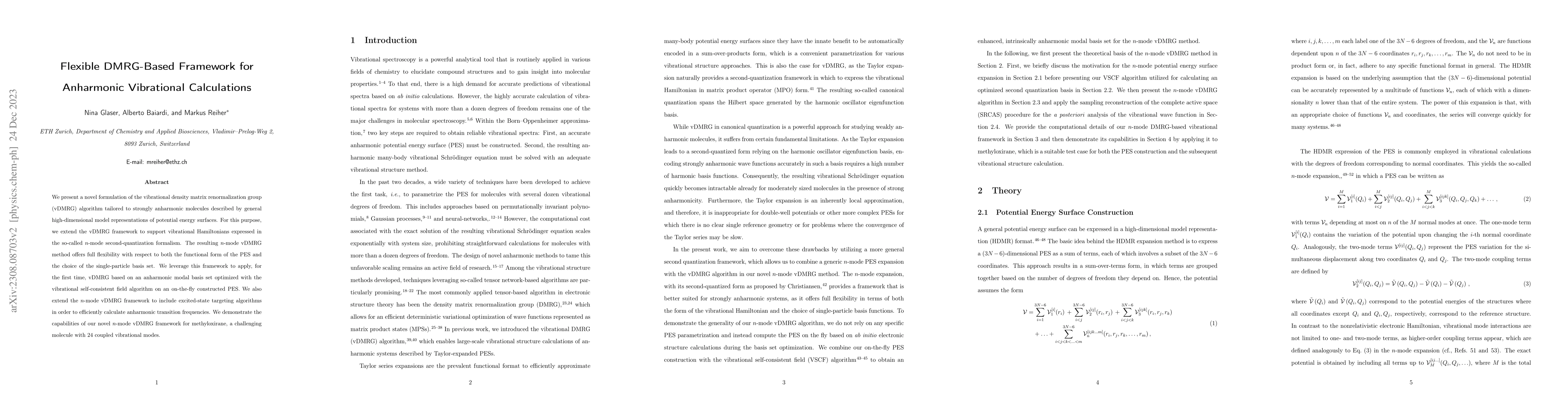 Thumbnail for Flexible DMRG-based framework for anharmonic vibrational calculations