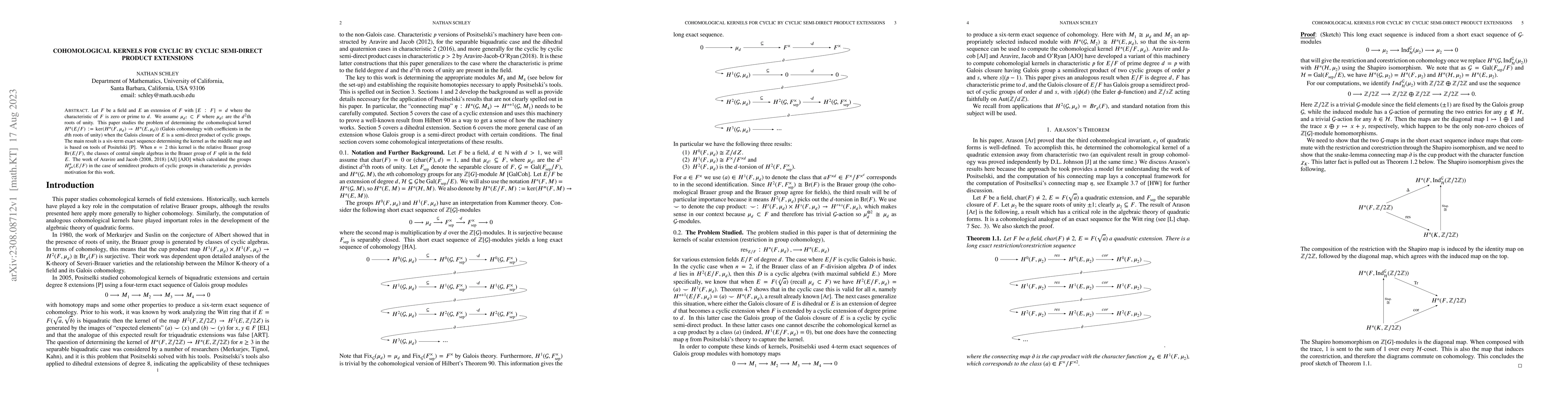 Thumbnail for Cohomological Kernels for Cyclic by Cyclic Semi-Direct Product
  Extensions