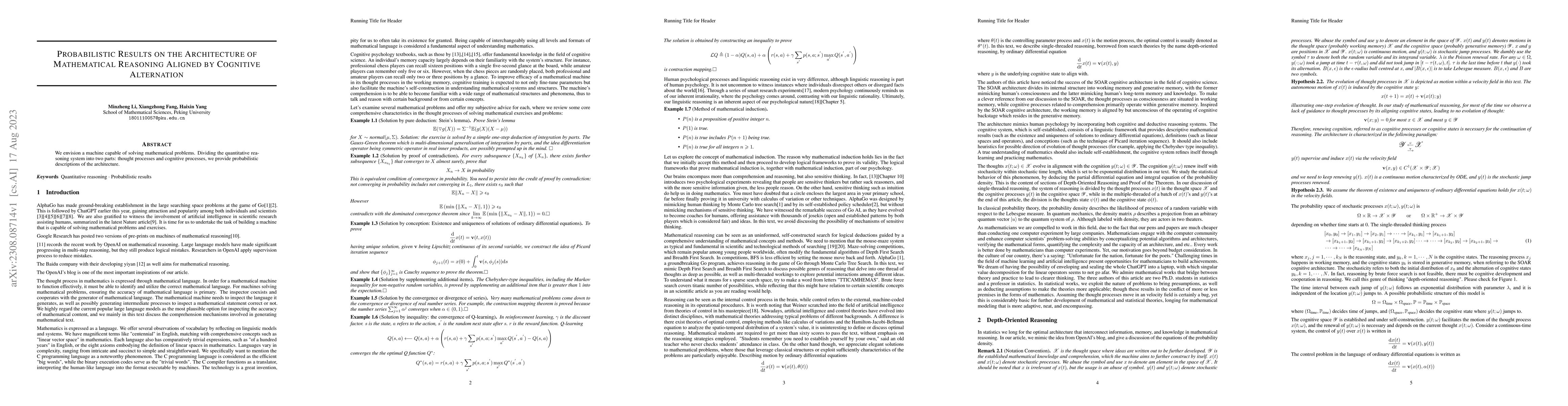Thumbnail for Probabilistic Results on the Architecture of Mathematical Reasoning
  Aligned by Cognitive Alternation
