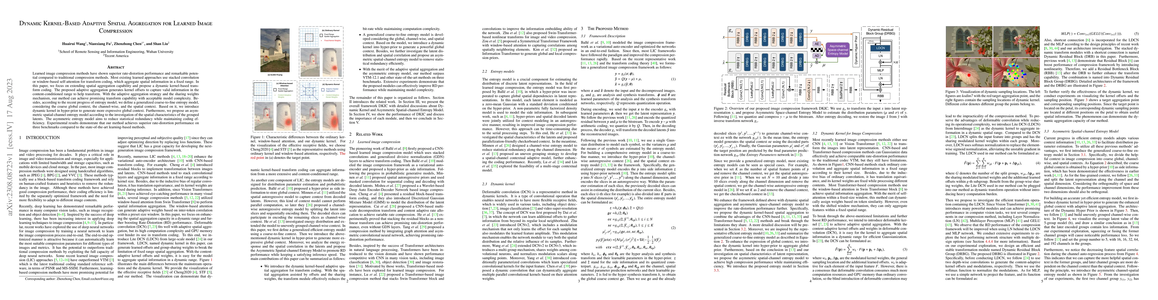 Thumbnail for Dynamic Kernel-Based Adaptive Spatial Aggregation for Learned Image
  Compression