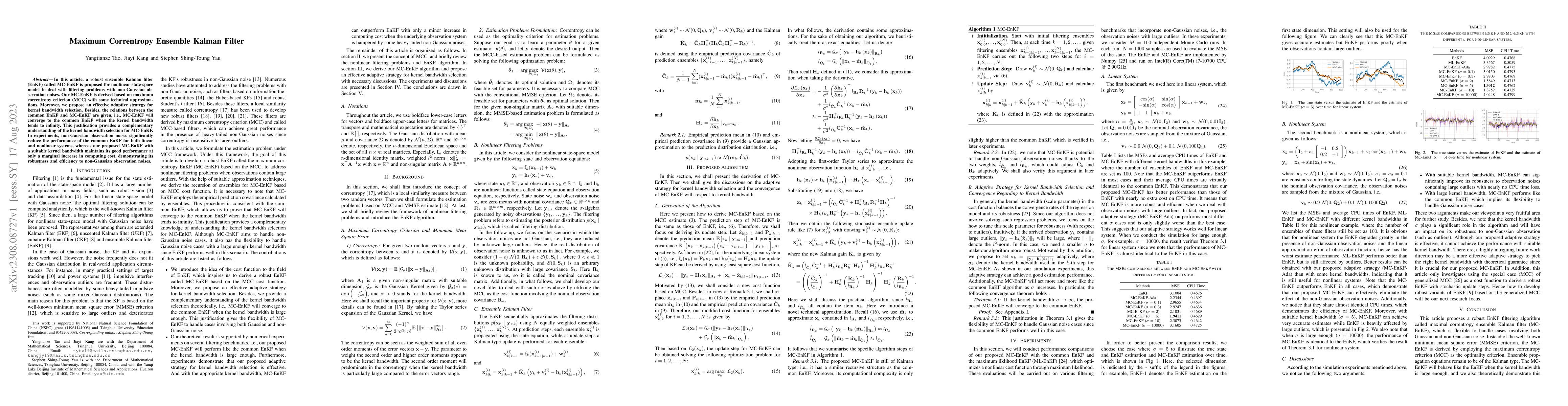 Thumbnail for Maximum Correntropy Ensemble Kalman Filter