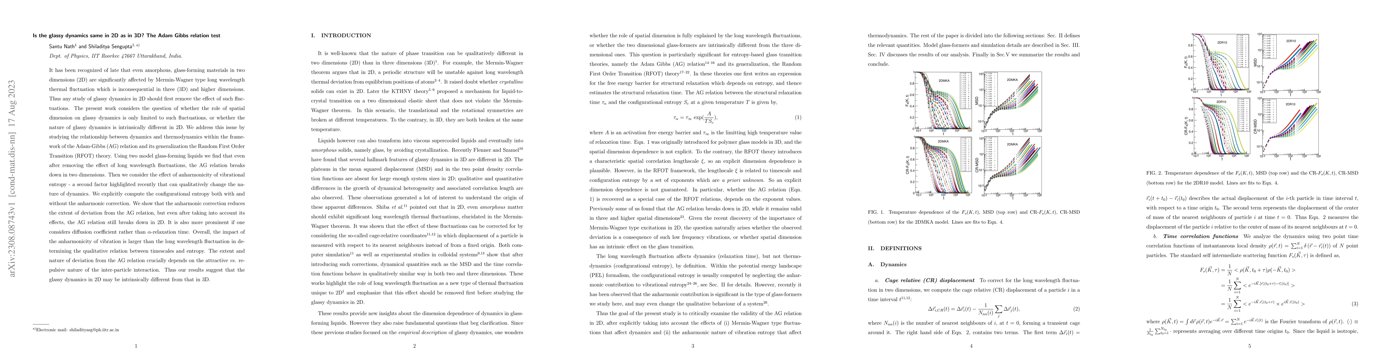 Thumbnail for Is the glassy dynamics same in 2D as in 3D? The Adam Gibbs relation test