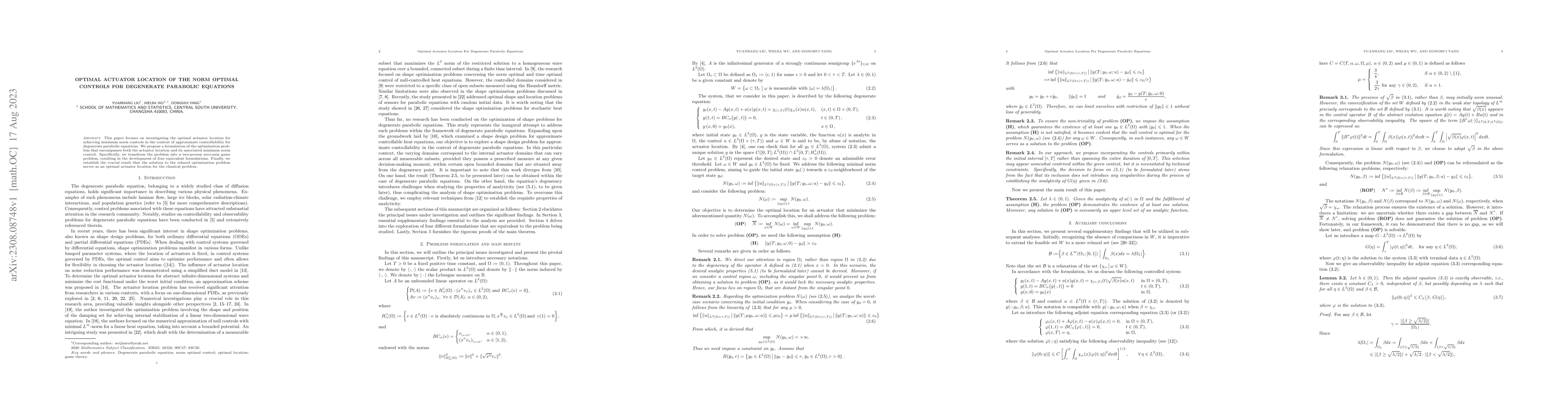 Thumbnail for Optimal Actuator Location of the Norm Optimal Controls for Degenerate
  Parabolic Equations