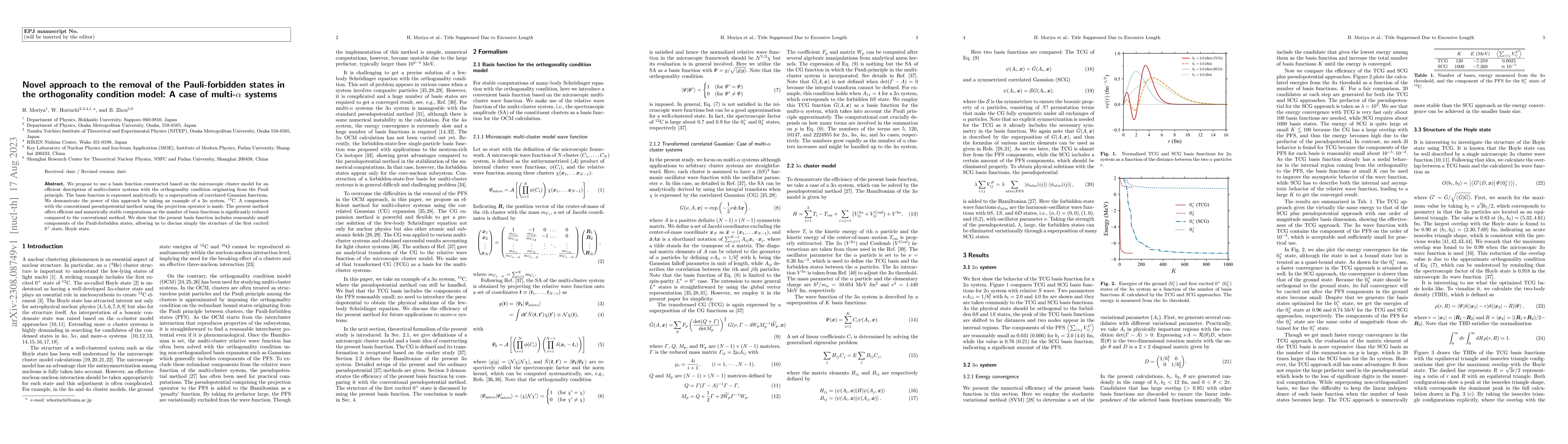 Thumbnail for Novel approach to the removal of the Pauli-forbidden states in the
  orthogonality condition model: A case of multi-$\alpha$ systems